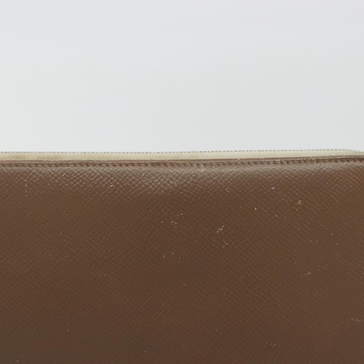 HERMES Azap Classic Long Wallet Leather Brown Auth bs35755