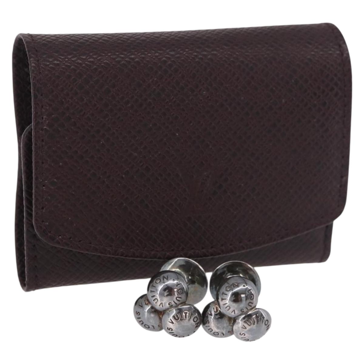 LOUIS VUITTON Taiga Buton de Manchette Cuffs Ardoise Silver M30566 Auth bs35759
