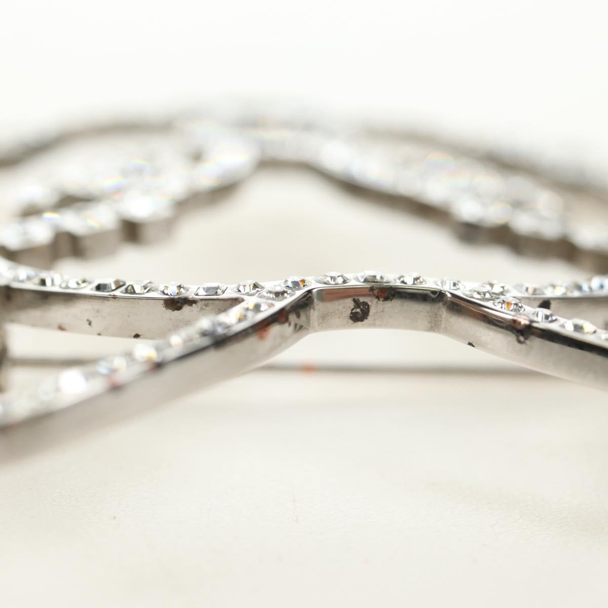 CHANEL Brooch Metal Silver CC Auth bs35760M
