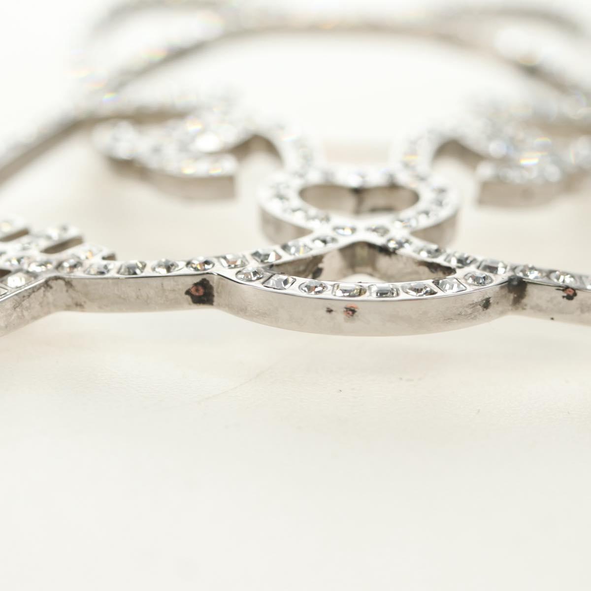 CHANEL Brooch Metal Silver CC Auth bs35760M