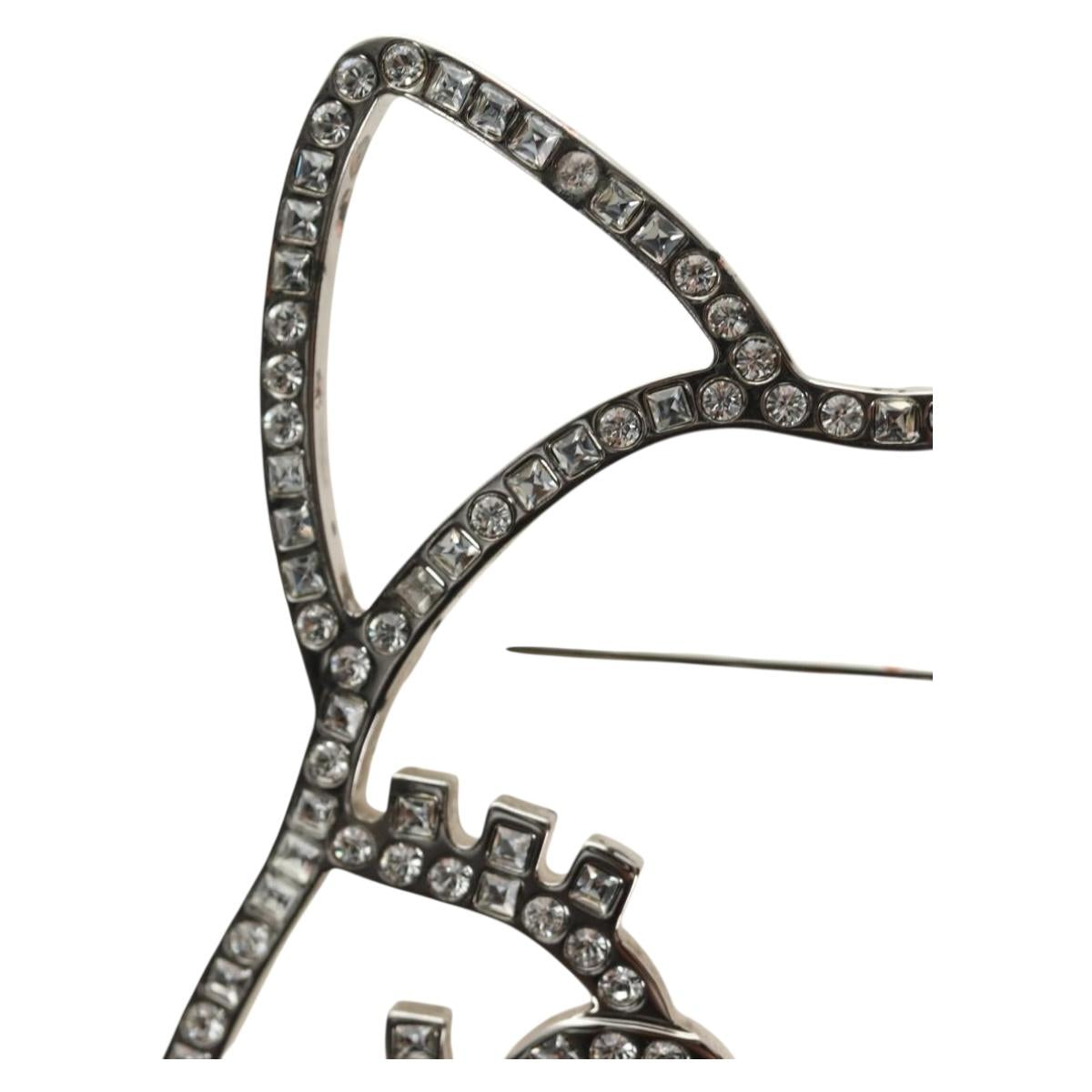 CHANEL Brooch Metal Silver CC Auth bs35760M