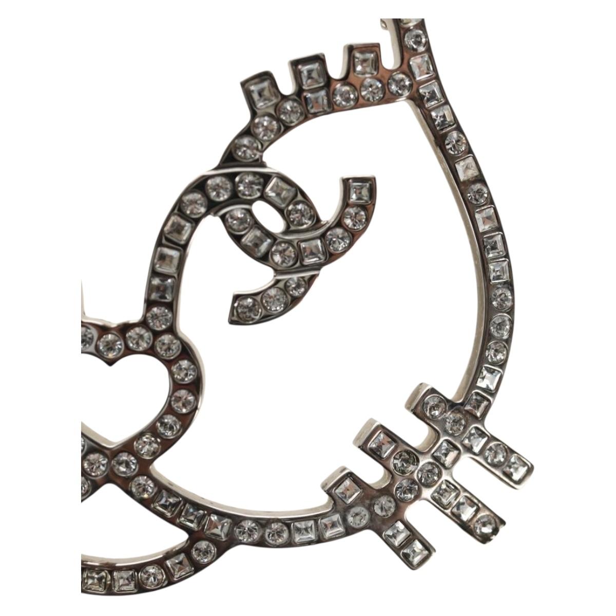 CHANEL Brooch Metal Silver CC Auth bs35760M