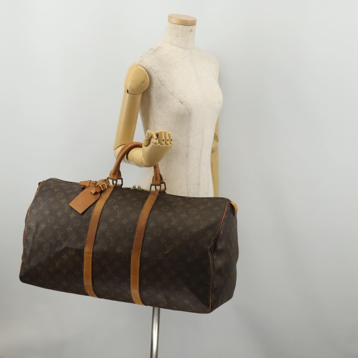 LOUIS VUITTON Monogram Keepall 55 Boston Bag M41424 LV Auth bs35764