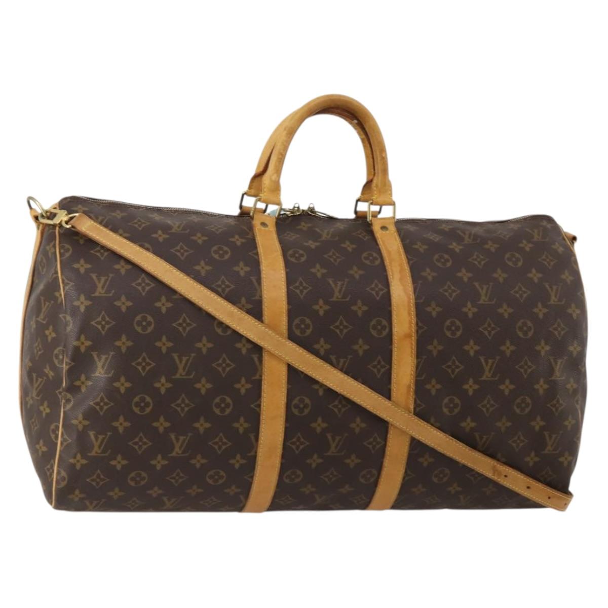 LOUIS VUITTON Monogram Keepall Bandouliere 55 Boston Bag M41414 LV Auth bs35765