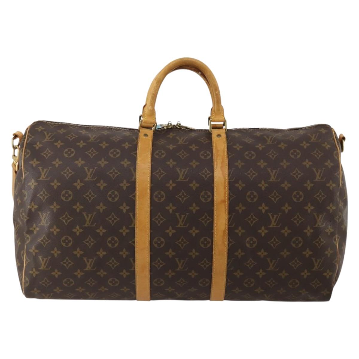 LOUIS VUITTON Monogram Keepall Bandouliere 55 Boston Bag M41414 LV Auth bs35765