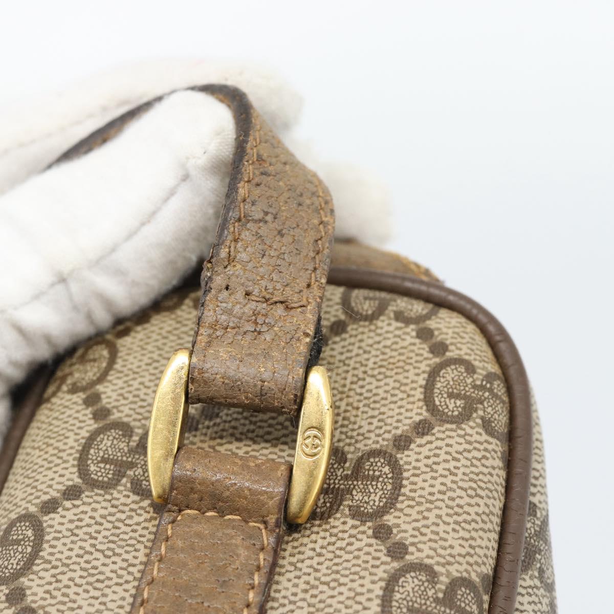 GUCCI GG Supreme Shoulder Bag PVC Beige Gold Auth bs35769