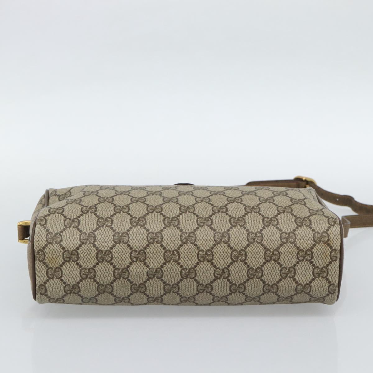 GUCCI GG Supreme Shoulder Bag PVC Beige Gold Auth bs35769