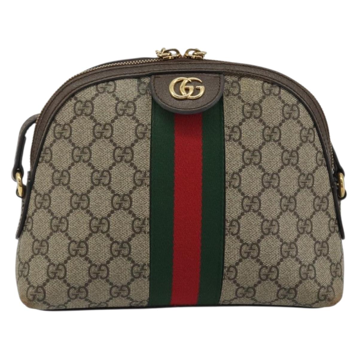 GUCCI GG Supreme Shoulder Bag PVC Beige Gold 499621 Auth bs35770