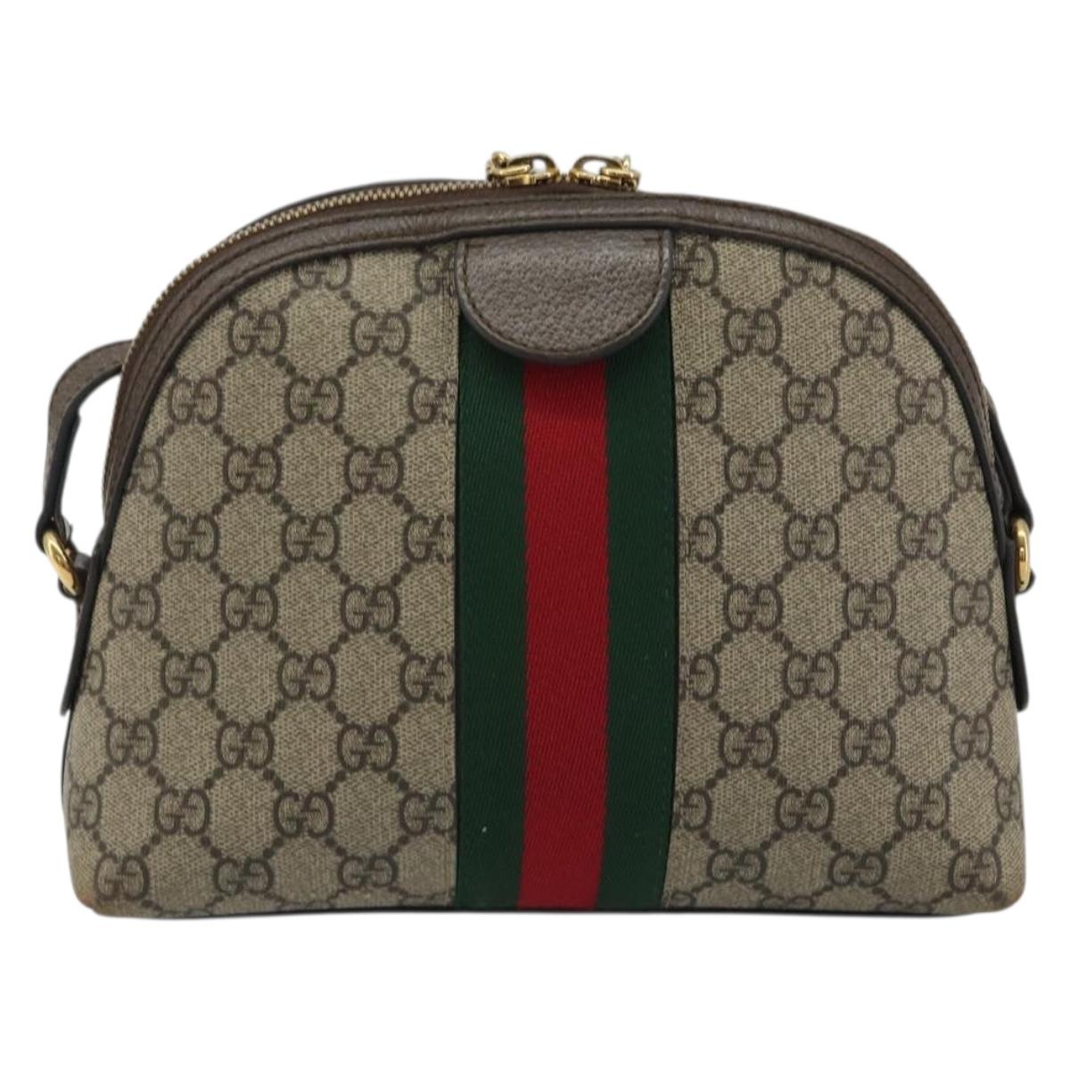 GUCCI GG Supreme Shoulder Bag PVC Beige Gold 499621 Auth bs35770