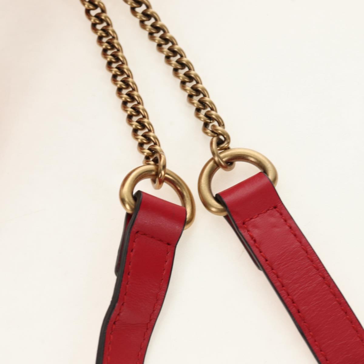 GUCCI Shoulder Bag Leather Red Gold 598594 Auth bs35771V