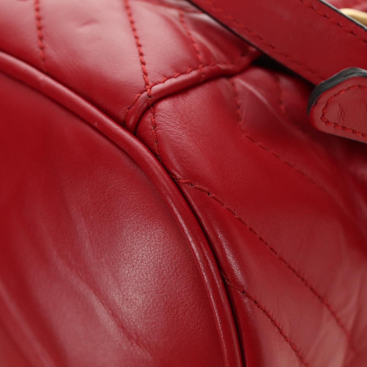 GUCCI Shoulder Bag Leather Red Gold 598594 Auth bs35771V