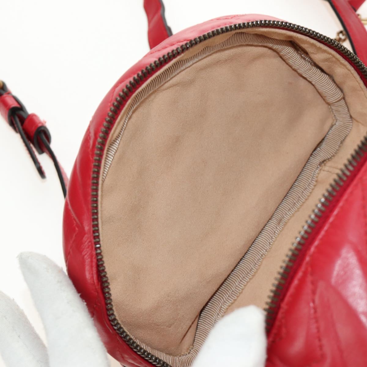 GUCCI Shoulder Bag Leather Red Gold 598594 Auth bs35771V