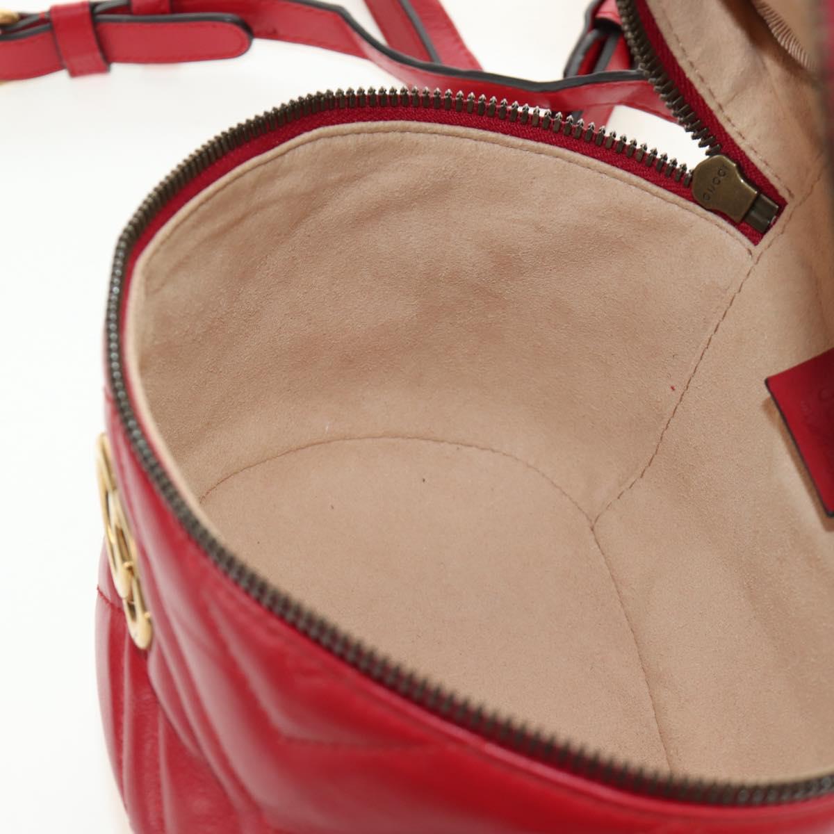 GUCCI Shoulder Bag Leather Red Gold 598594 Auth bs35771V