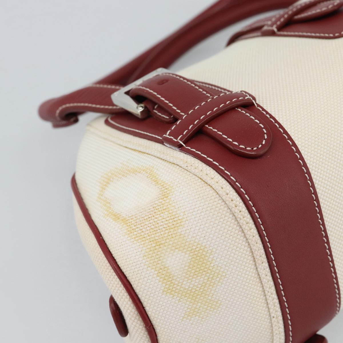 LOEWE Hand Bag Canvas Beige Silver Auth bs35772