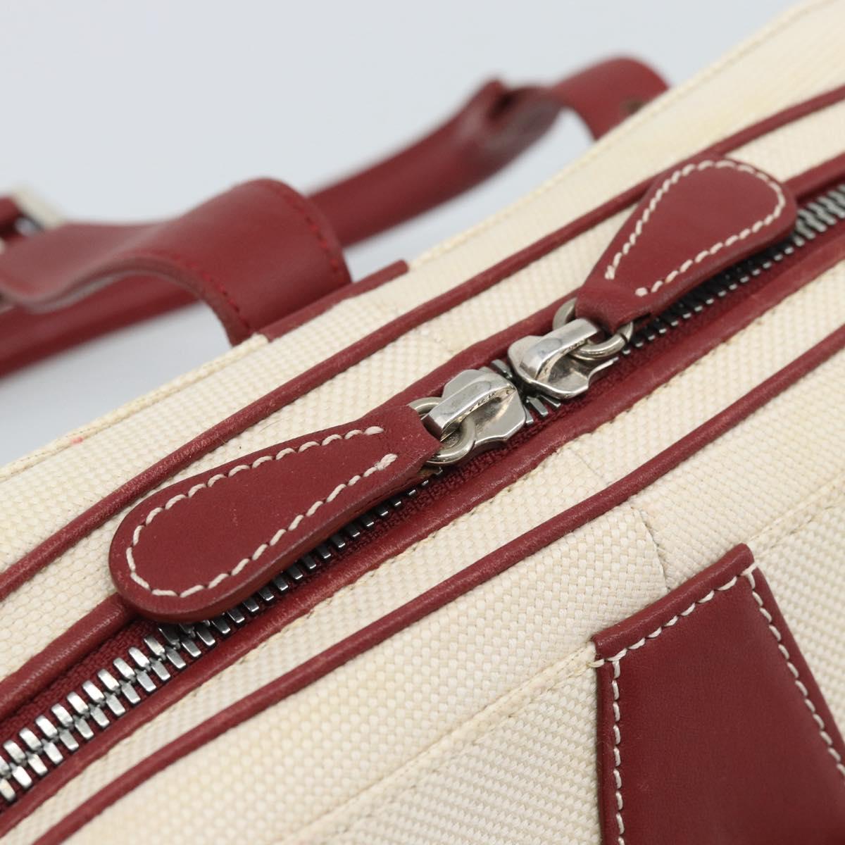 LOEWE Hand Bag Canvas Beige Silver Auth bs35772
