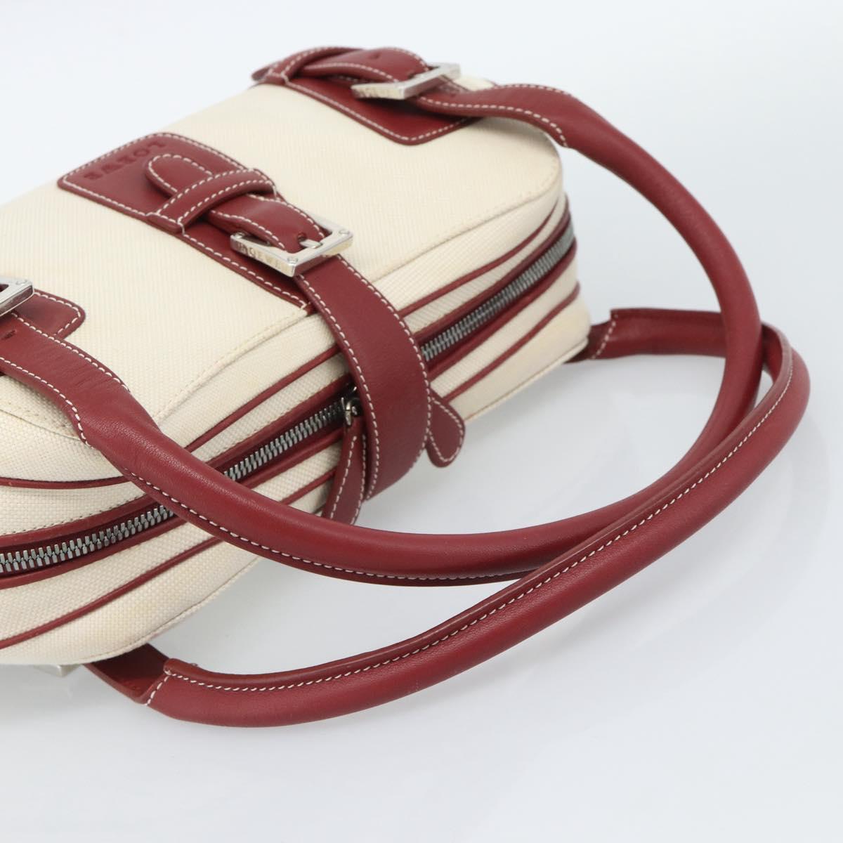 LOEWE Hand Bag Canvas Beige Silver Auth bs35772