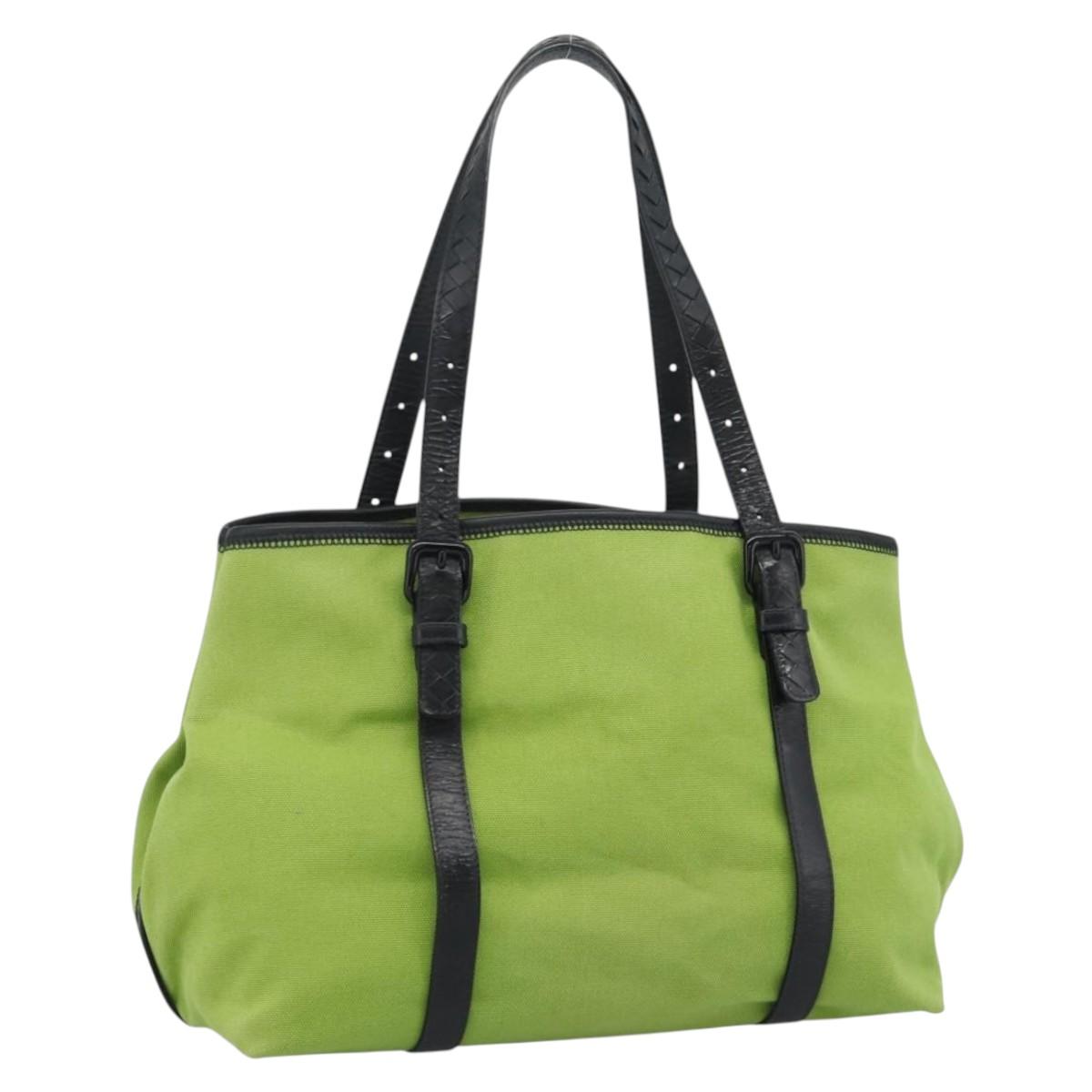 BOTTEGA VENETA Tote Bag Canvas Green Black 256763 Auth bs35773