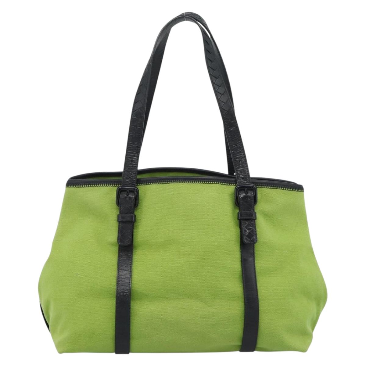 BOTTEGA VENETA Tote Bag Canvas Green Black 256763 Auth bs35773