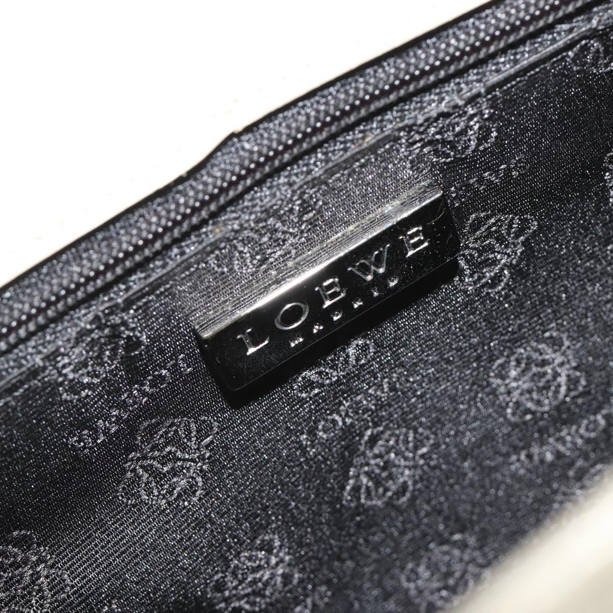 LOEWE Hand Bag Patent Beige Silver Auth bs35774