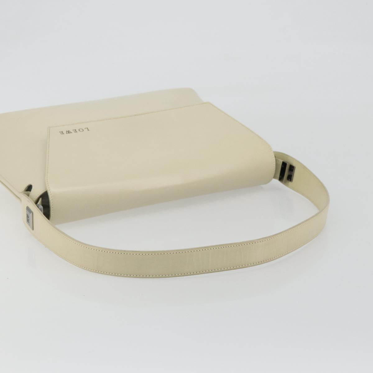 LOEWE Hand Bag Patent Beige Silver Auth bs35774