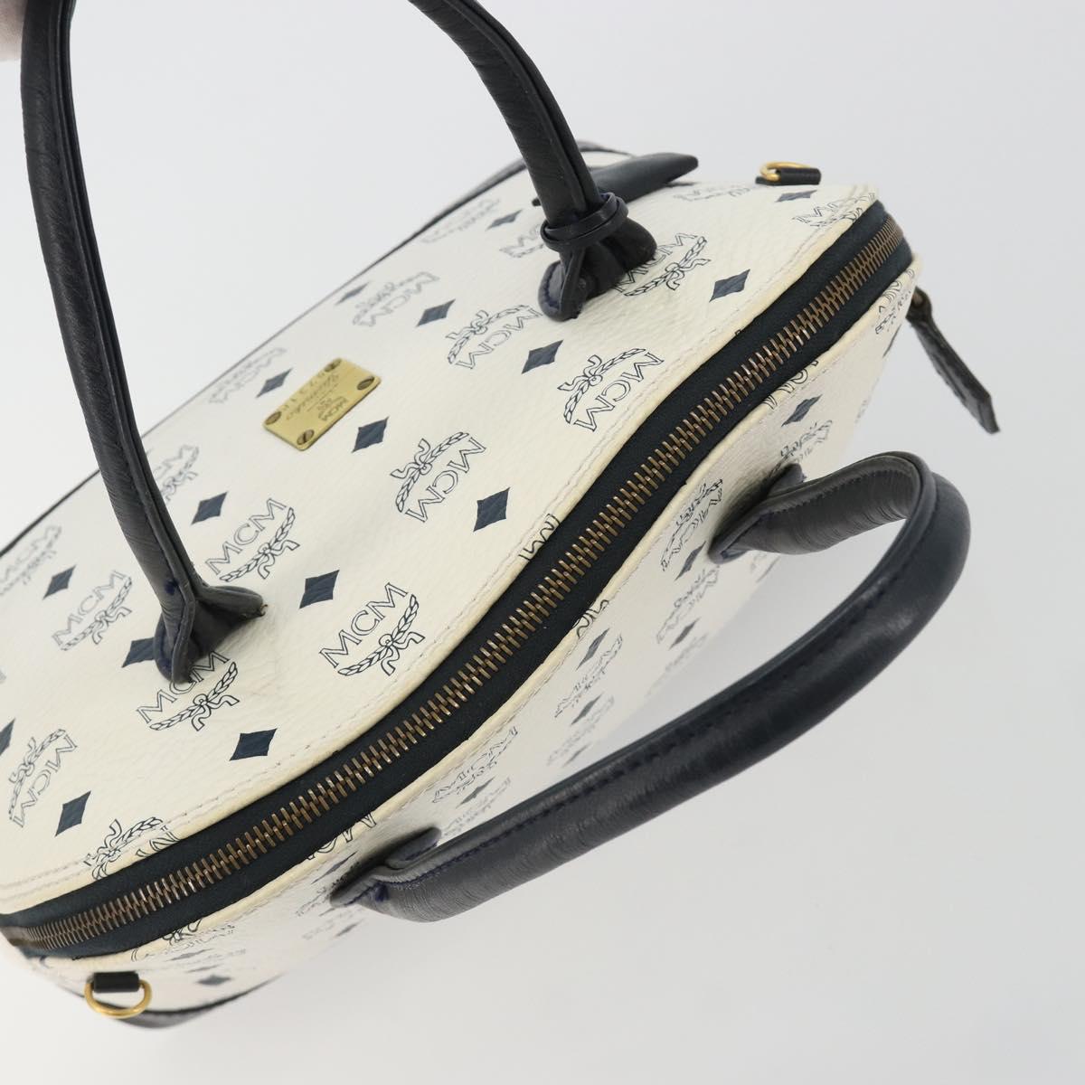 MCM Vicetos Hand Bag White Gold Auth bs35778