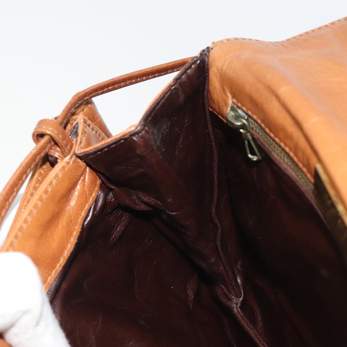 BOTTEGA VENETA Shoulder Bag Leather Brown Gold Auth bs35782