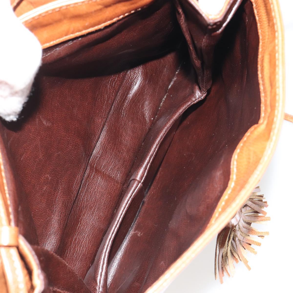 BOTTEGA VENETA Shoulder Bag Leather Brown Gold Auth bs35782