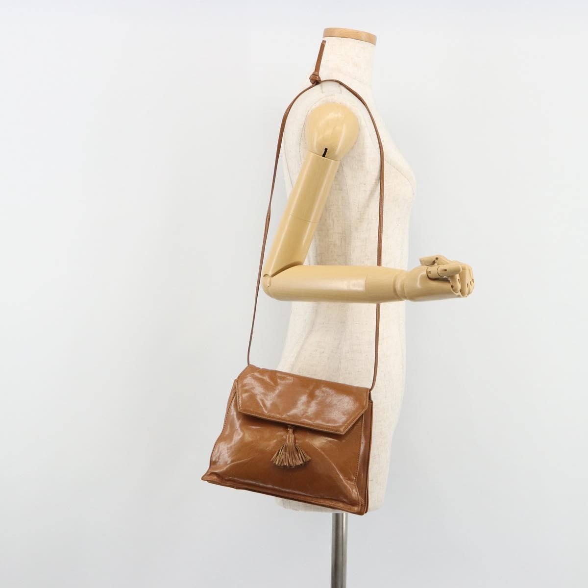 BOTTEGA VENETA Shoulder Bag Leather Brown Gold Auth bs35782