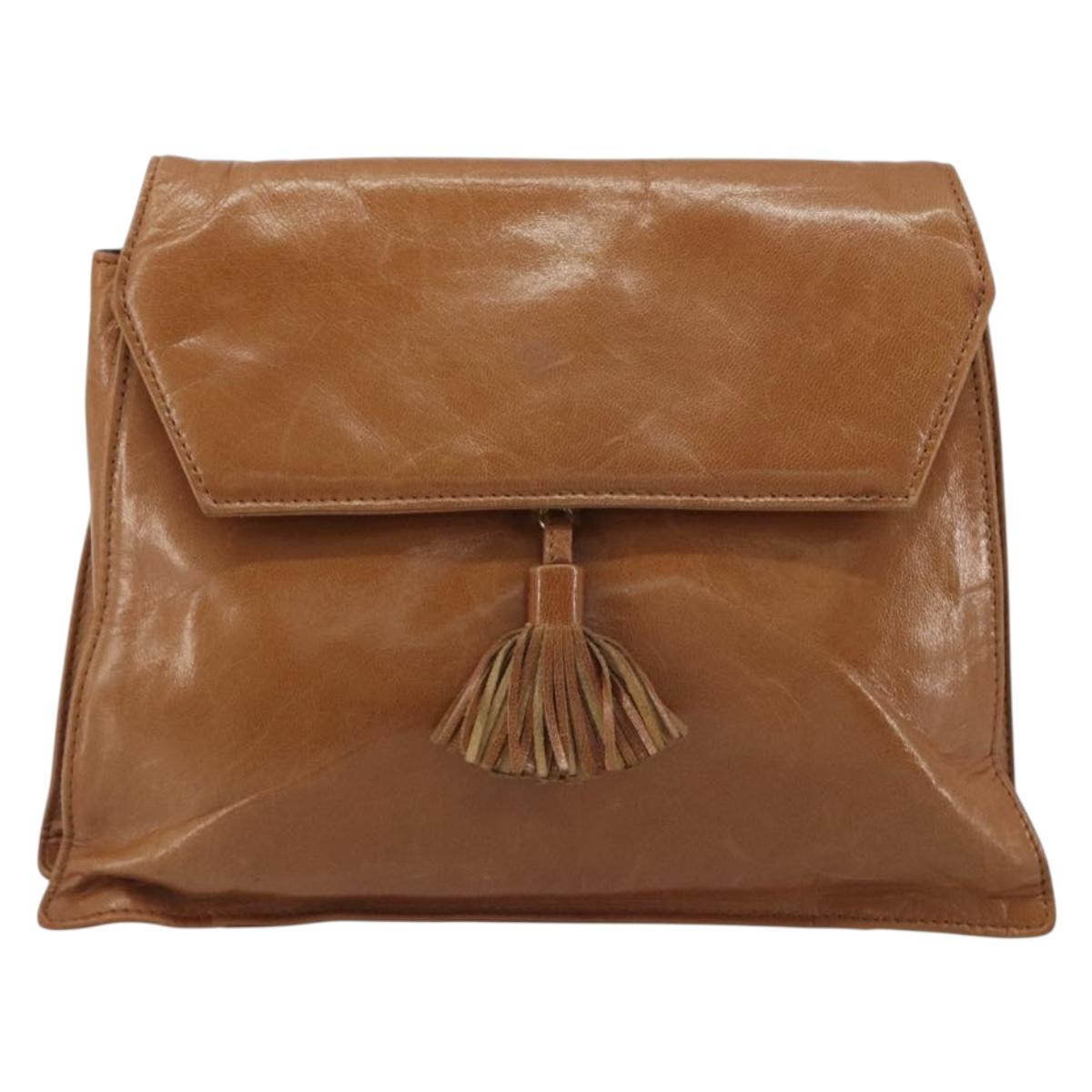 BOTTEGA VENETA Shoulder Bag Leather Brown Gold Auth bs35782