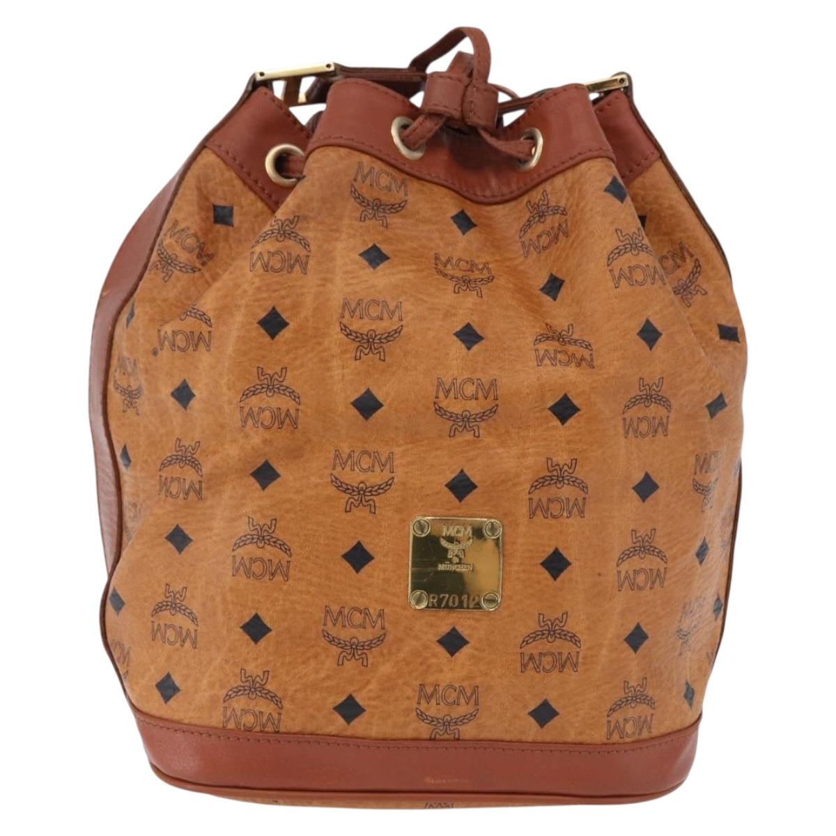 MCM Vicetos Shoulder Bag Leather Brown Gold Auth bs35784