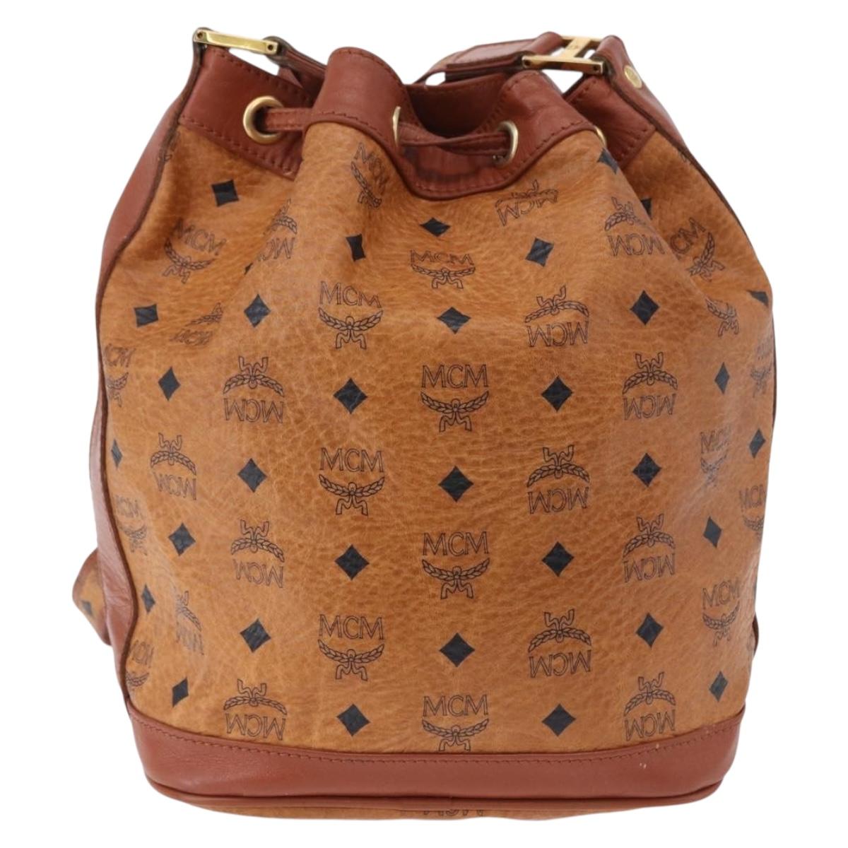 MCM Vicetos Shoulder Bag Leather Brown Gold Auth bs35784