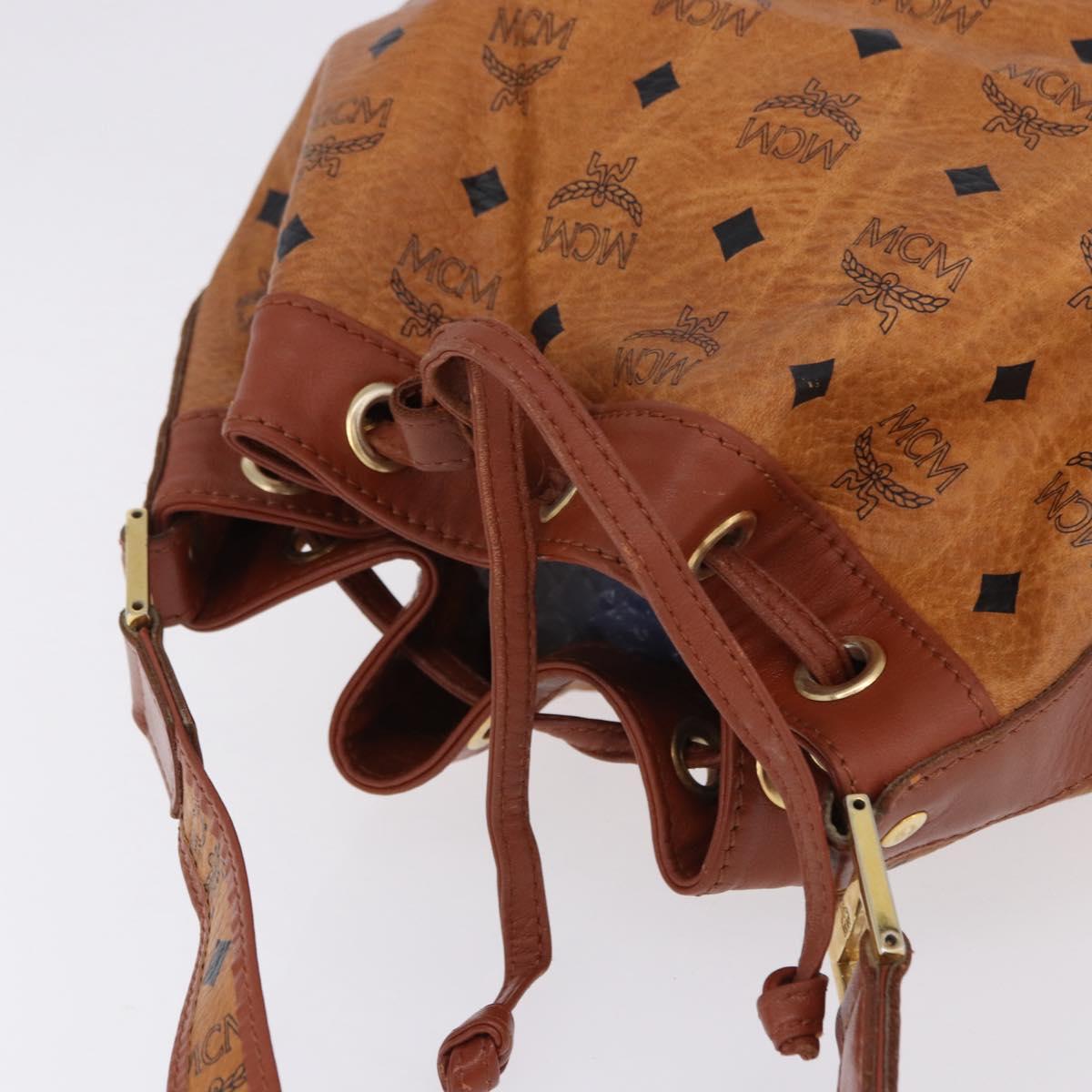 MCM Vicetos Shoulder Bag Leather Brown Gold Auth bs35784