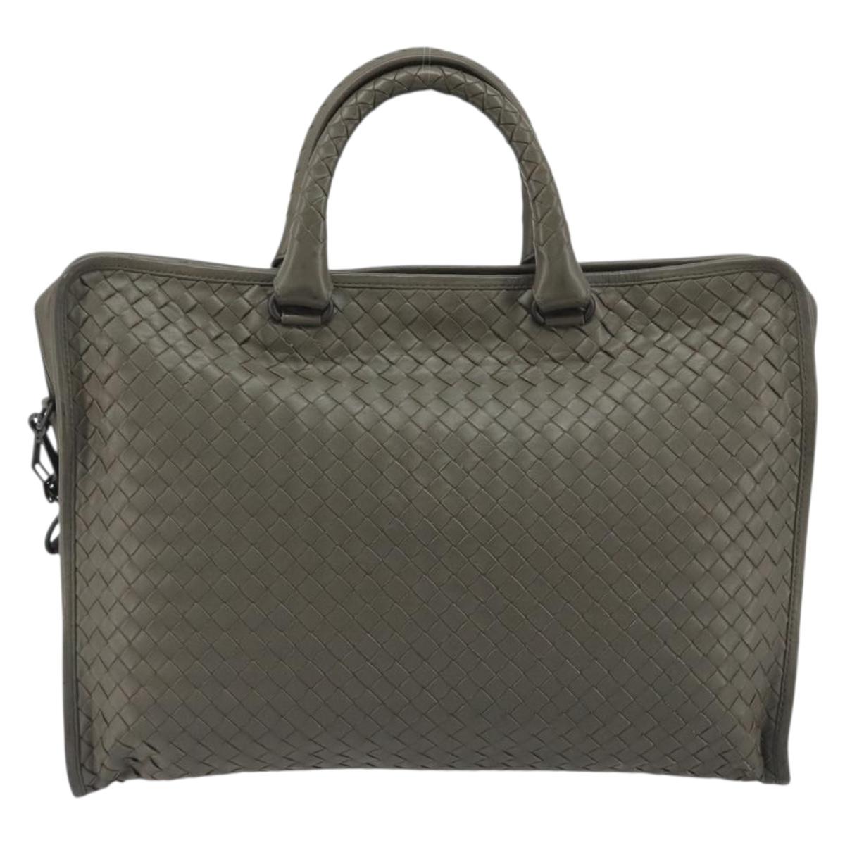 BOTTEGA VENETA INTRECCIATO Business Bag Leather 2way Gray Auth bs35785