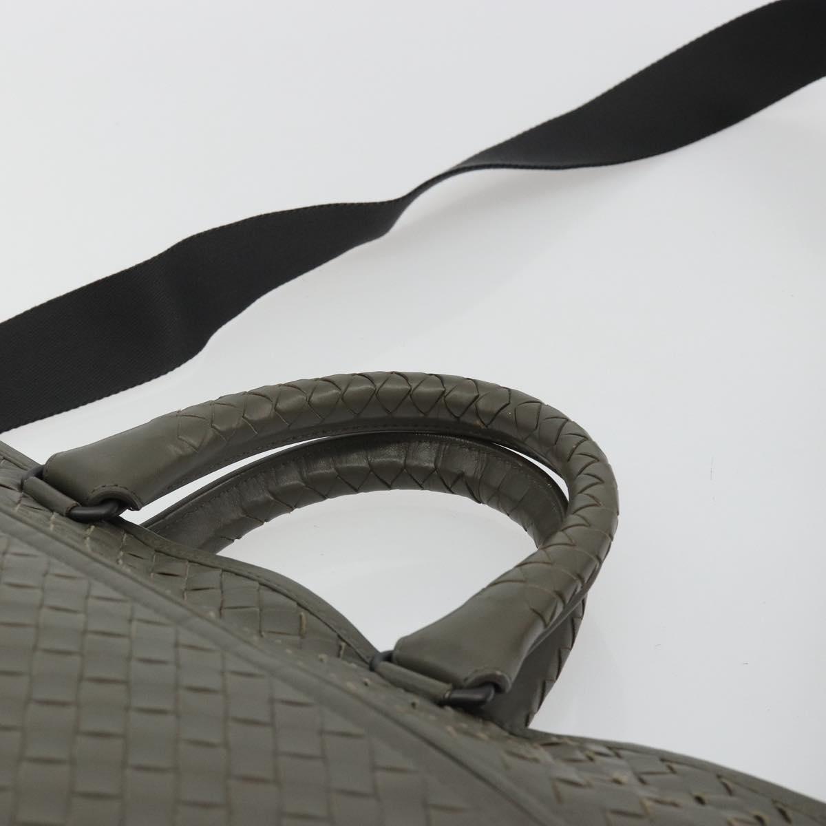 BOTTEGA VENETA INTRECCIATO Business Bag Leather 2way Gray Auth bs35785
