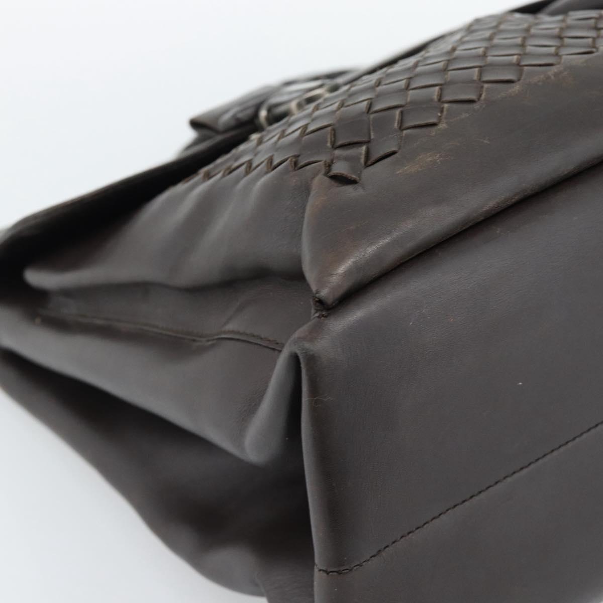 BOTTEGA VENETA INTRECCIATO Business Bag Black Silver 155172 Auth bs35786