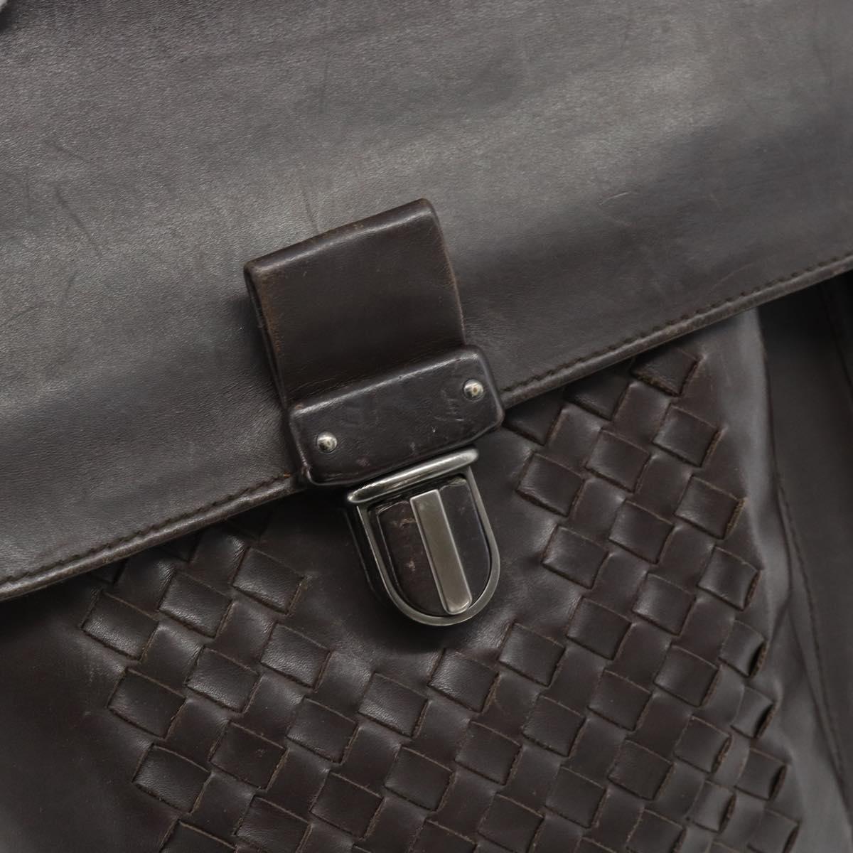 BOTTEGA VENETA INTRECCIATO Business Bag Black Silver 155172 Auth bs35786