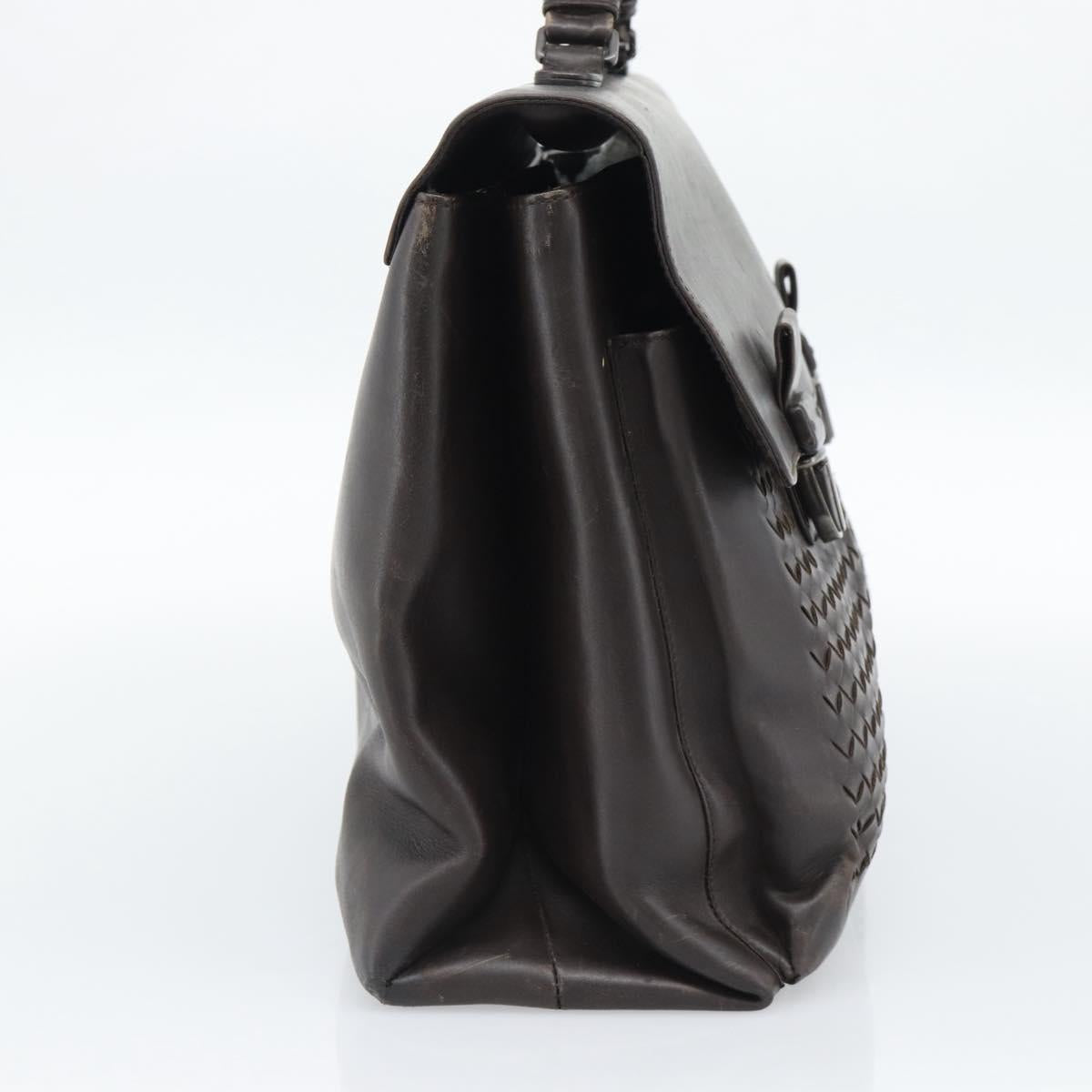 BOTTEGA VENETA INTRECCIATO Business Bag Black Silver 155172 Auth bs35786