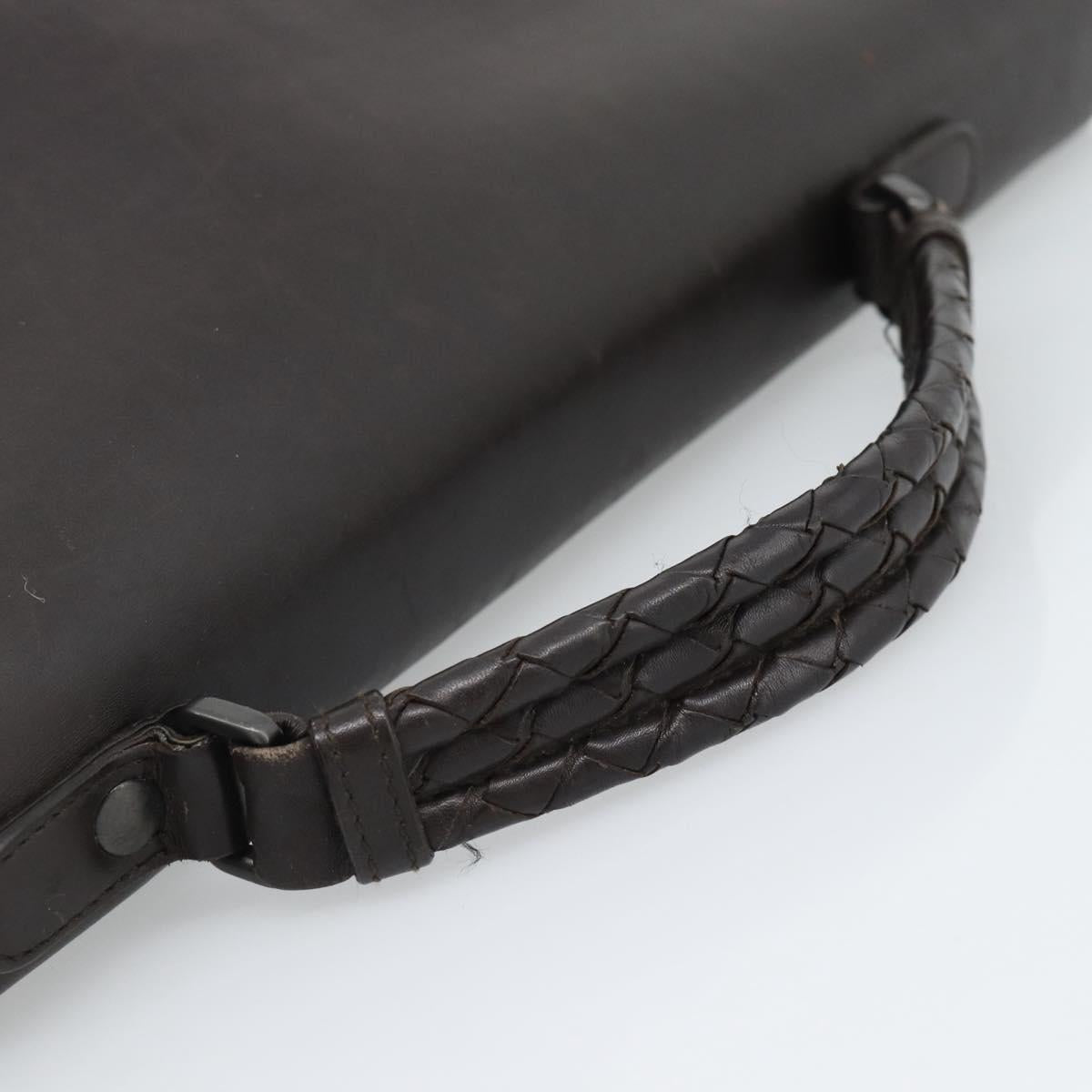 BOTTEGA VENETA INTRECCIATO Business Bag Black Silver 155172 Auth bs35786