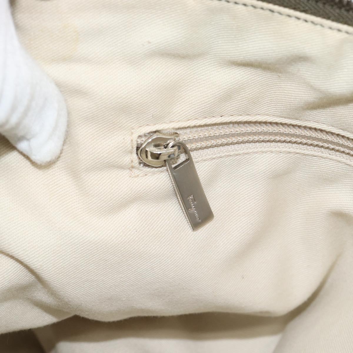 Salvatore Ferragamo Shoulder Bag Suede Green Silver Auth bs35788A