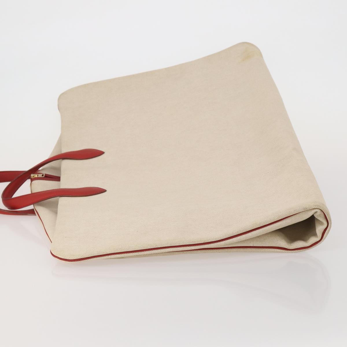 HERMES Garment Cover Canvas Leather Beige Gold Auth bs35793V