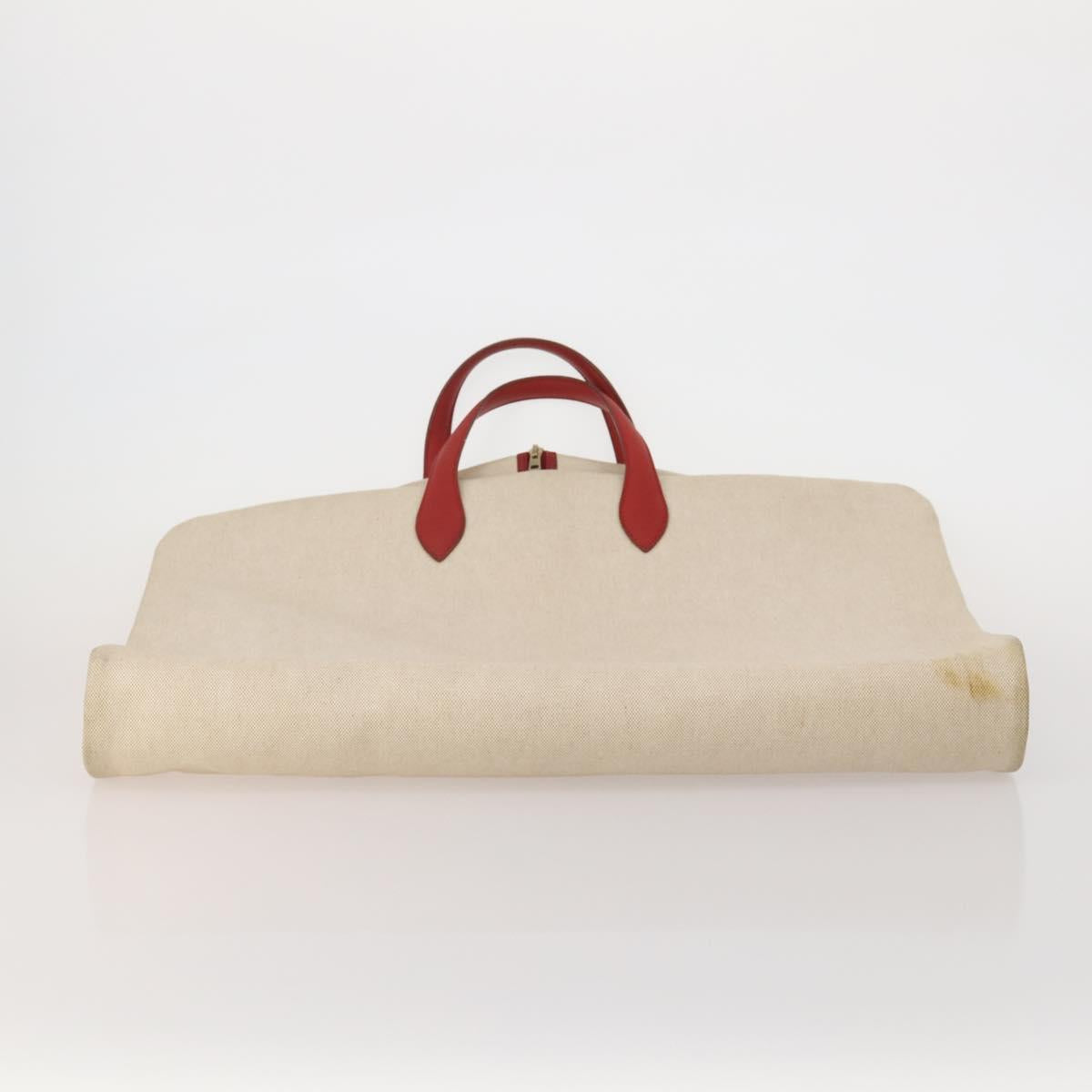 HERMES Garment Cover Canvas Leather Beige Gold Auth bs35793V