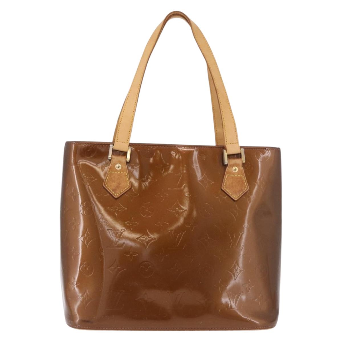 LOUIS VUITTON Monogram Vernis Houston Hand Bag Bronze M91122 LV Auth bs35800