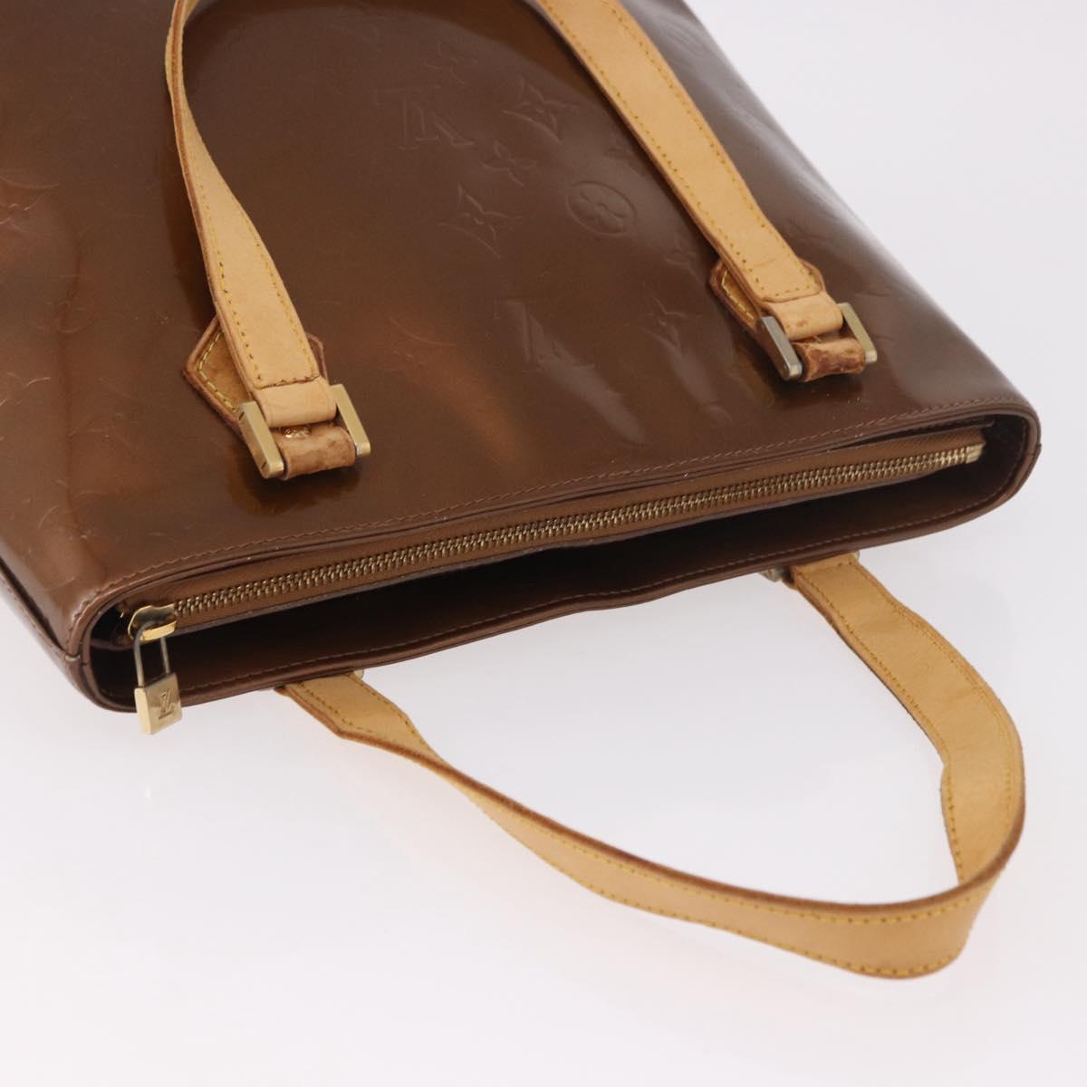 LOUIS VUITTON Monogram Vernis Houston Hand Bag Bronze M91122 LV Auth bs35800