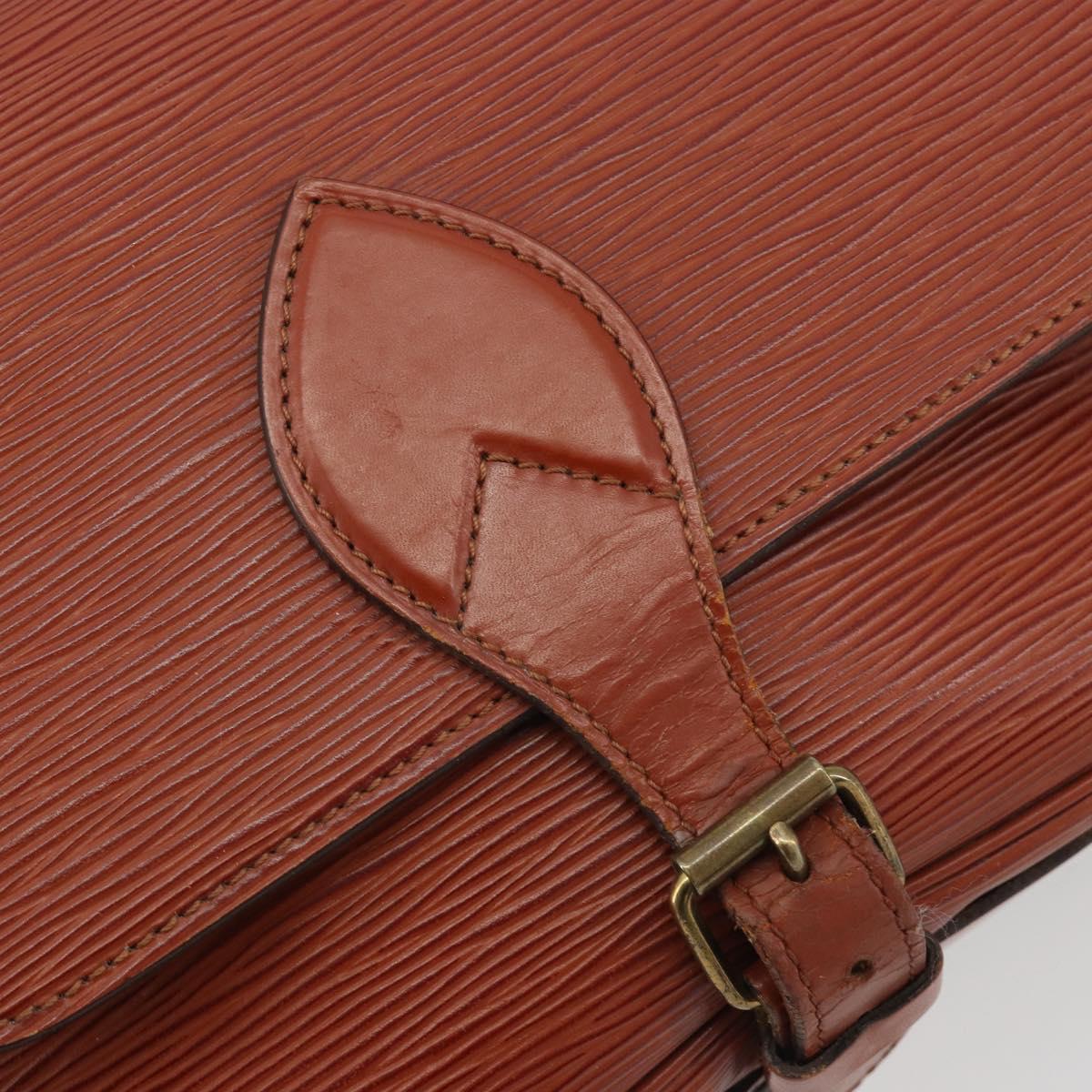 LOUIS VUITTON Epi Cartouchiere MM Shoulder Bag Brown M52243 LV Auth bs35803