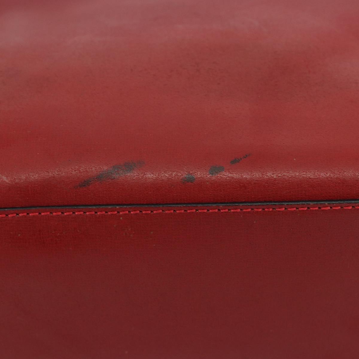 CELINE Hand Bag Leather Red Gold Auth bs35808
