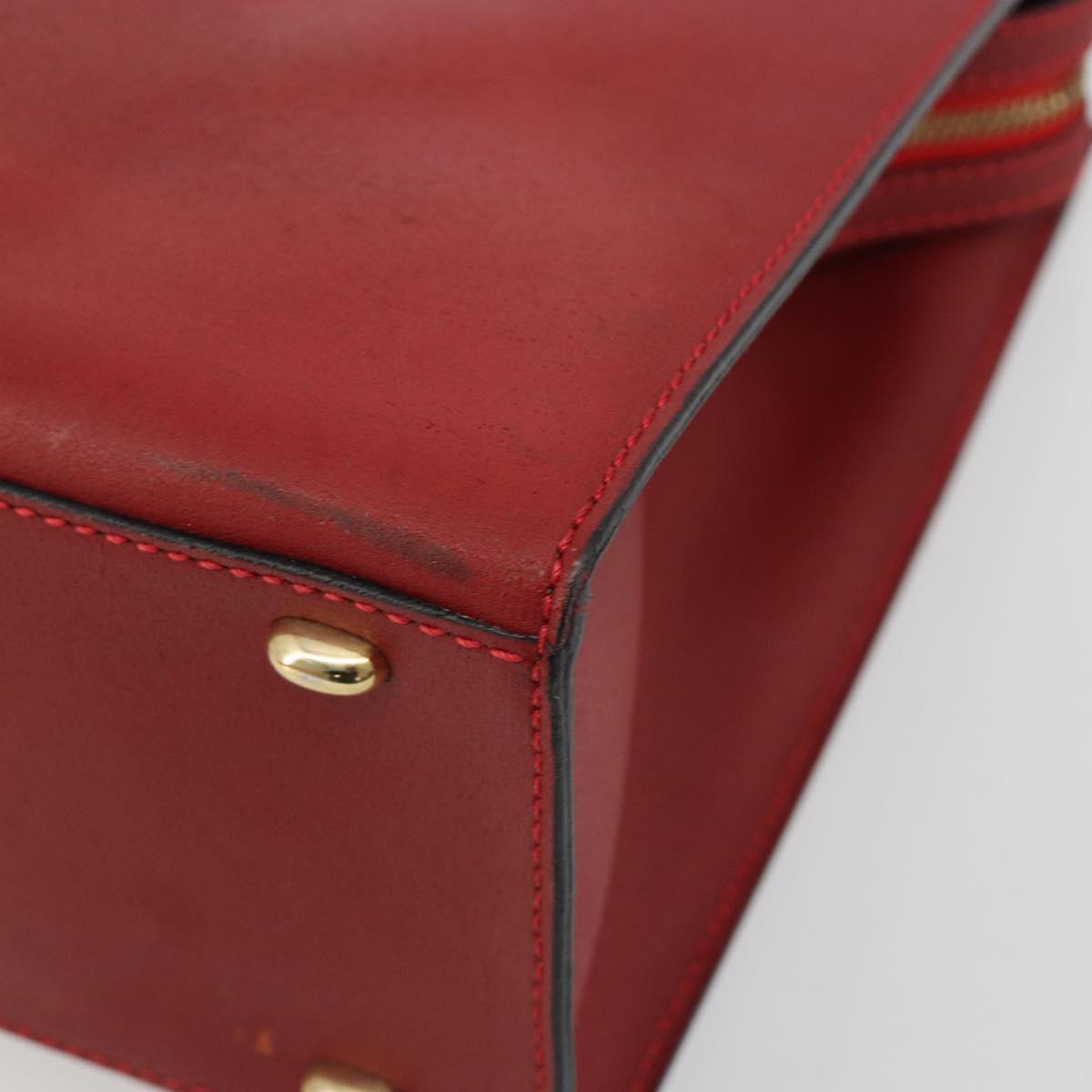 CELINE Hand Bag Leather Red Gold Auth bs35808