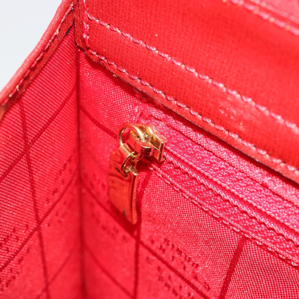 CELINE Hand Bag Leather Red Gold Auth bs35808