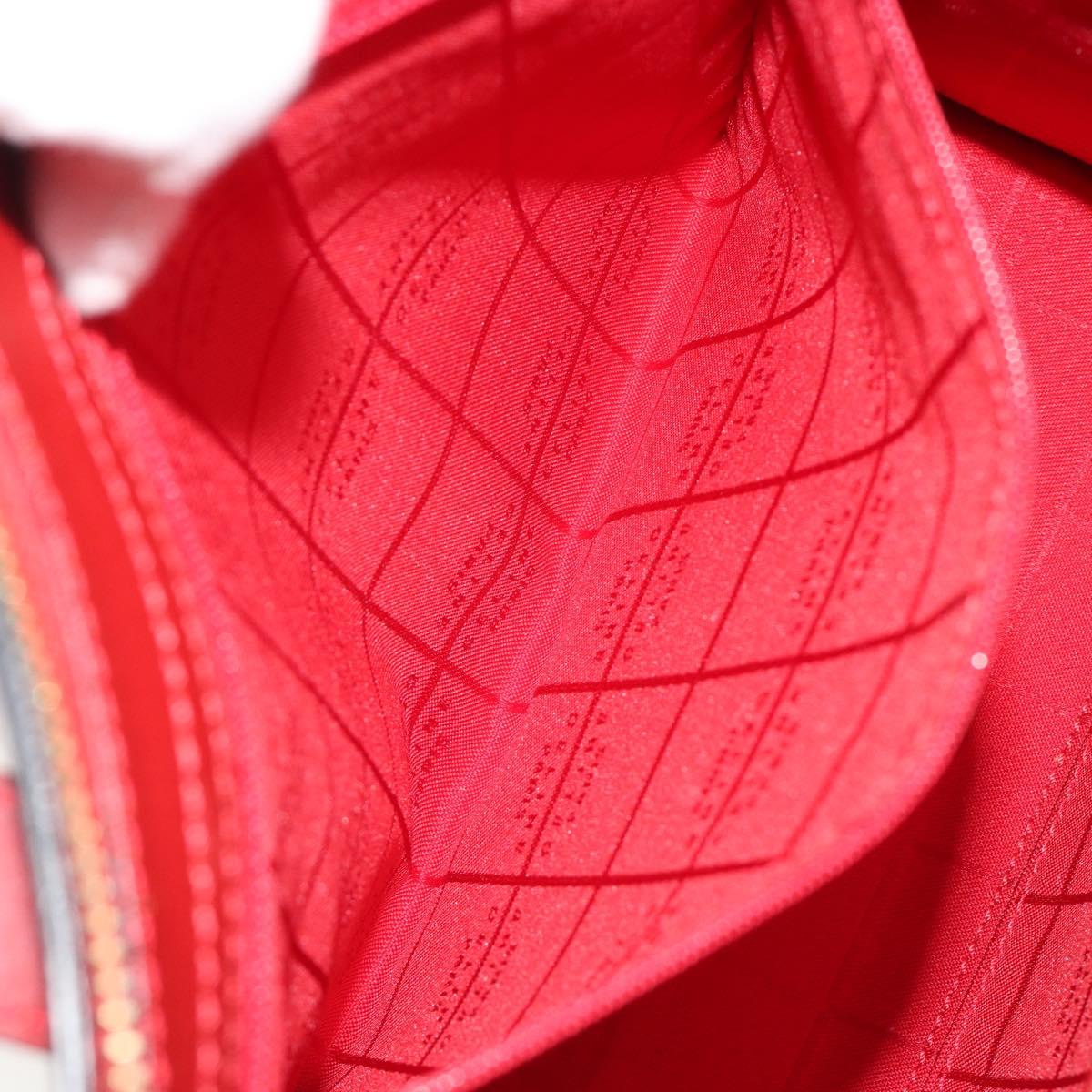 CELINE Hand Bag Leather Red Gold Auth bs35808