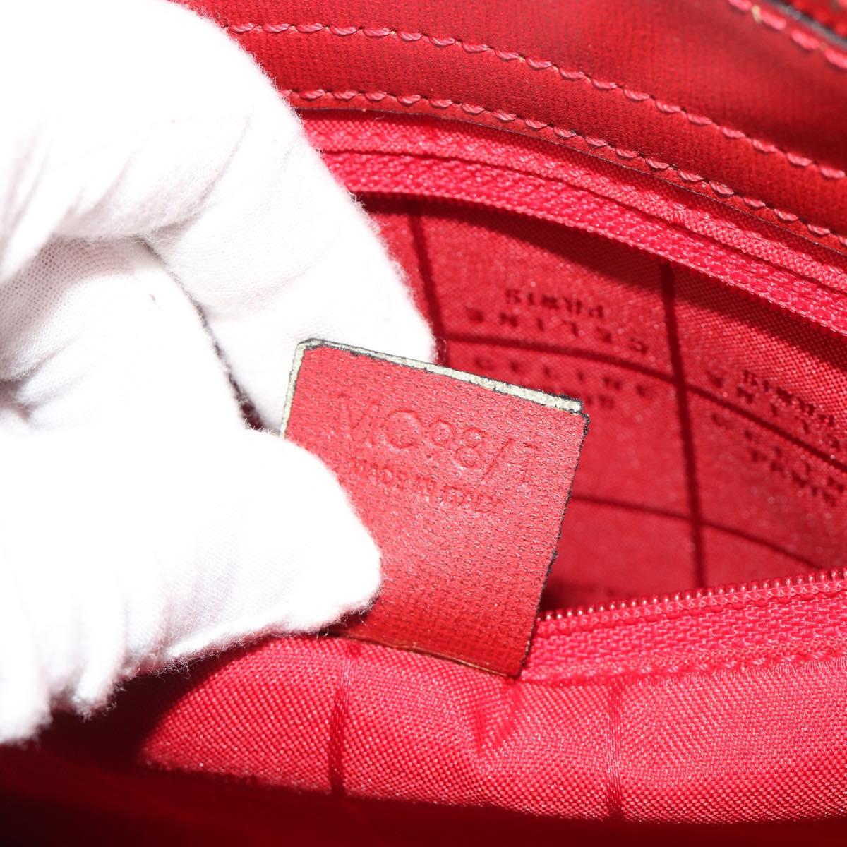 CELINE Hand Bag Leather Red Gold Auth bs35808
