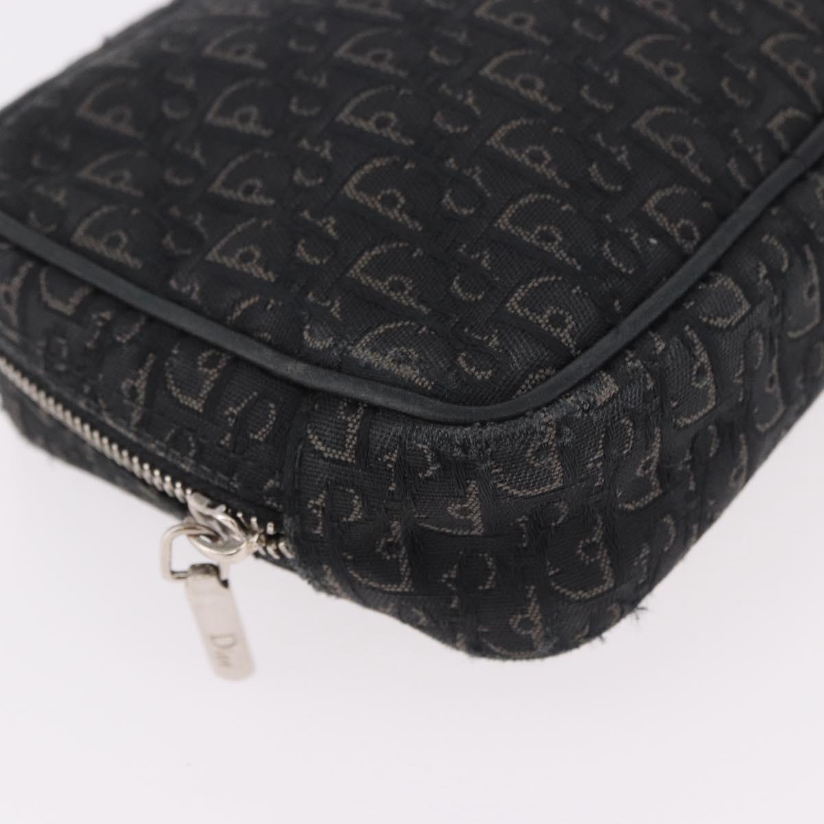 Christian Dior Pouch Trotter Canvas Black Silver Auth bs35809